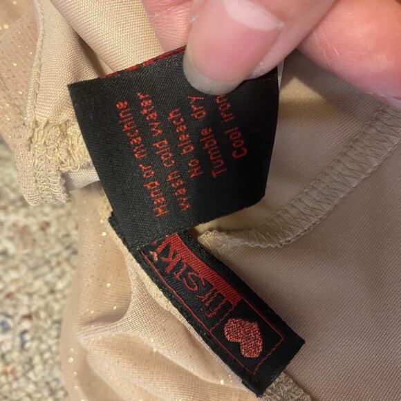 FirstKiss Y2K Dress Sz M Babydoll Fairy Metallic Gold Mini Spaghetti Strap Bow - Picture 5 of 9